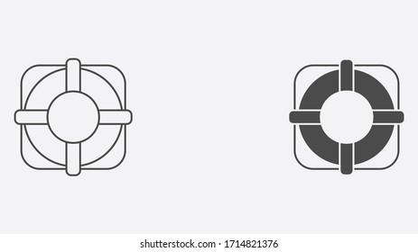 Life buoy outline and filled vector icon sign symbol