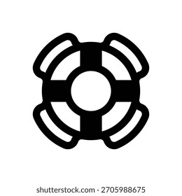 Boya salvavidas. Icono de Vector de trazo delineado con detalles rellenos de negro.