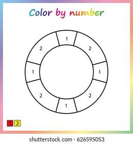life buoy   - painting page, color by numbers. Worksheet for education. Game for preschool kids.