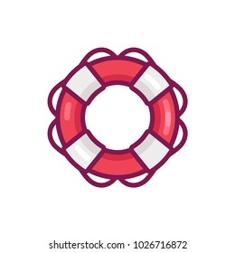 Life Buoy Ring, Vector Icon Illustration