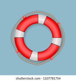 Life Buoy With Rope Isolated. Vector Lifesaver