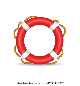 life buoy with rope in red vector illustration