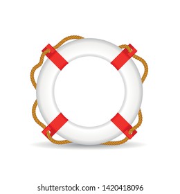 life buoy with rope in white vector illustration