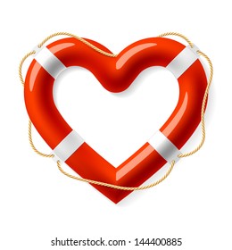 Life buoy in the shape of heart. Vector.