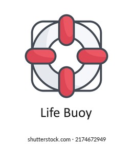 Life Buoy vector filled outline Icon Design illustration on White background. EPS 10 File