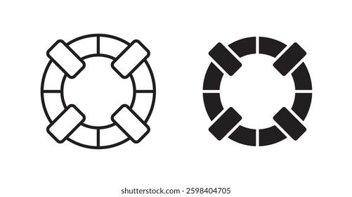 Life buoy vector icon set in black color.