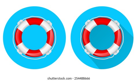Life buoy web icon on blue background - vector drawing 