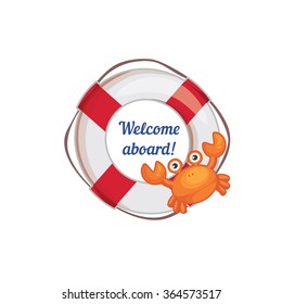 Life buoy with Welcome aboard text