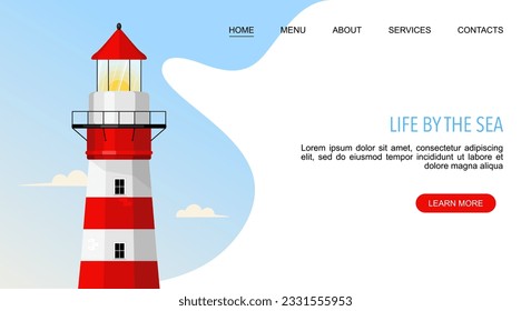 Life by sea Landing Webseite mit Leuchtturm