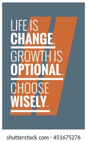 Life is change. Growth is optional. Choose wisely. (Motivational Quote Vector Poster Design)