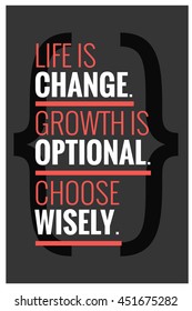 Life is change. Growth is optional. Choose wisely. (Motivational Quote Vector Poster Design)