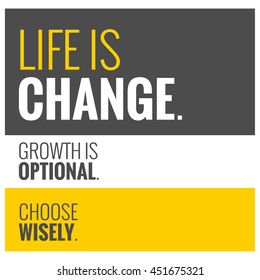 Life is change. Growth is optional. Choose wisely. (Motivational Quote Vector Poster Design)