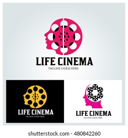 Life Cinema logo design template ,Human  logo design concept ,Vector illustration