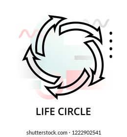 Life circle icon on abstract background from startup set, modern editable line vector illustration, for graphic and web design