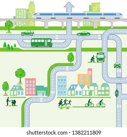 Cityscape Map, Life in the city - Vector Illustration