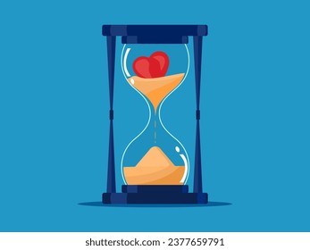 life clock decreases with time. heart in hourglass. vector