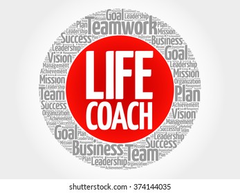 Life Coach circle word cloud, business concept