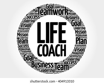 Life Coach circle word cloud, business concept