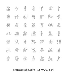 Life coach linear icons, signs, symbols vector line illustration set