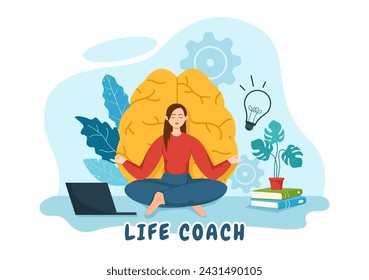 Life Coach Vector Illustration for Consultation, Education, Motivation, Mentoring Perspective and Self Coaching in Business Flat Cartoon Background