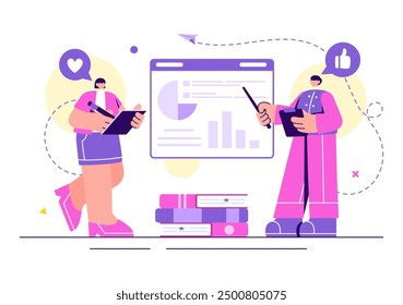Life Coach Vector Illustration for Consultation, Education, Motivation, Mentoring Perspective and Self Coaching in Business Flat Cartoon Background