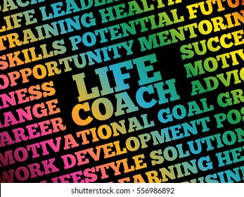Life coach word cloud collage, business concept background