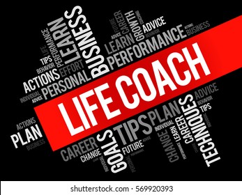 Life Coach word cloud collage, business concept background