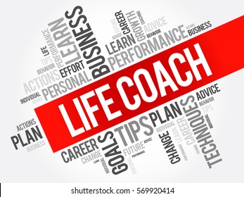 Life Coach word cloud collage, business concept background