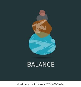 Life coaching, balance icon. Stack of stones, buddhist logo. Zen symbol of balance and stability