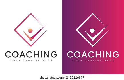 Life Coaching Logo Design Human with Correct Tick Logotype Success Achievement