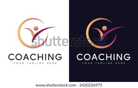 Life Coaching Logo Design Human with Correct Tick Logotype Success Achievement