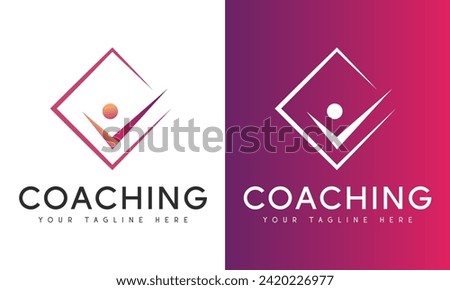 Life Coaching Logo Design Human with Correct Tick Logotype Success Achievement