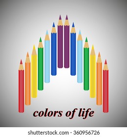 life color, crayons, logo shadow