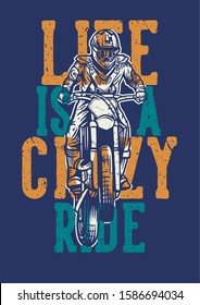 Life is a crazy ride vintage retro motocross t shirt design typography
