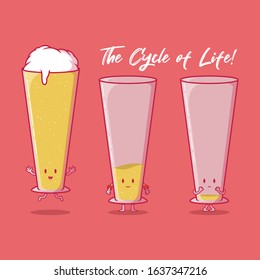 life cycle beer characters vector illustration. Party, drink, celebration design concept