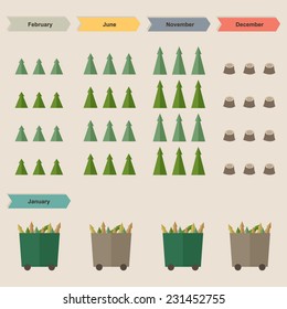 Life cycle of a fir tree. Vector illustration.