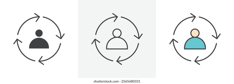 Life cycle icons in black and colored versions