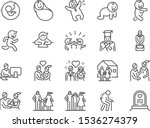 Life Cycle line icon set. Included icons as birth, child, death, growing, family, happy and more.