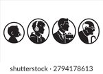 Life cycle silhouette icons representing aging process with teenager silhouette evolution development businessman headphones retirement illustration conceptual minimalist portrait