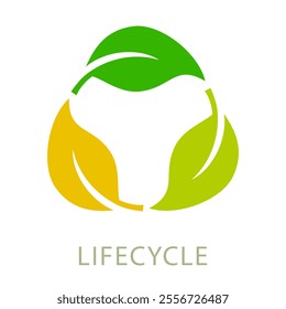 Life cycle vector web icon isolated on white background. Simple flat illustration of green colorful leaves, symbol of organic waste sorting and circulation.