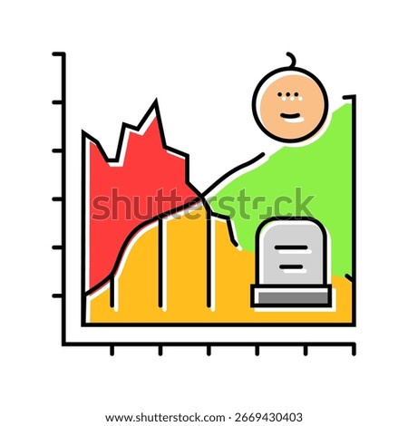 life death comparison graph mortality color icon vector. life death comparison graph mortality sign. isolated symbol illustration