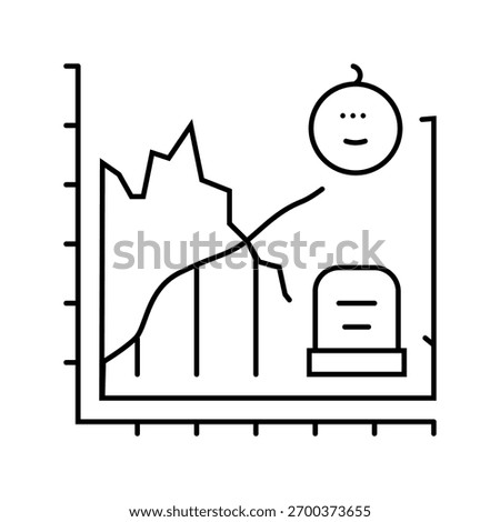 life death comparison graph mortality line icon vector. life death comparison graph mortality sign. isolated contour symbol black illustration