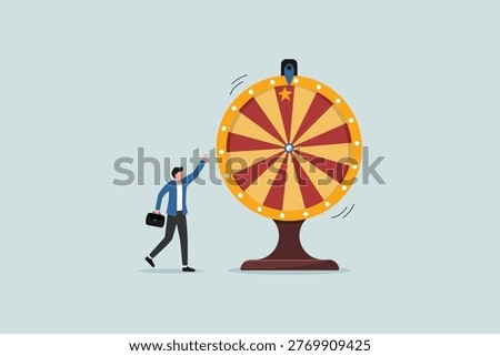Life depends on luck, the randomness of the wheel of fortune, winning investments or gambling concepts, entrepreneurs are excited to see the wheel of fortune spinning waiting for luck.