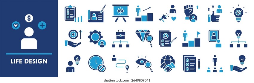 Life Design icon collection set. Containing design design, life, empowerment, motivation, smart goals