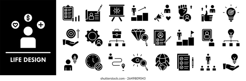 Life Design icon collection set. Containing design design, life, empowerment, motivation, smart goals