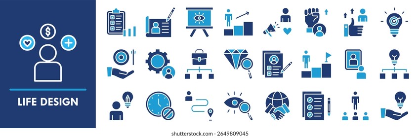 Life Design icon collection set. Containing design design, life, empowerment, motivation, smart goals