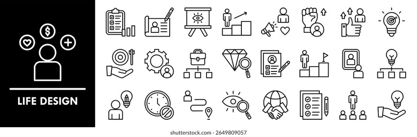 Life Design icon collection set. Containing design design, life, empowerment, motivation, smart goals