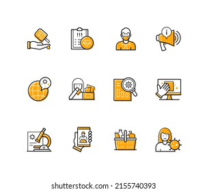 Life during pandemic - modern line design style icons set with editable stroke. Monitor health, respiratory protection mask, global virus, sneeze, disinfect surfaces, online communication, glucometer