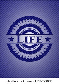 Life emblem with jean texture
