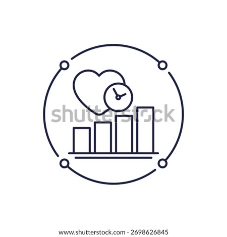 life expectancy chart icon in line design